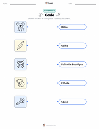 Folha de atividades imprimível Coala para crianças