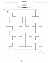 Aperçu de la feuille de travail imprimable Koala
