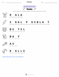 Koala druckbare Arbeitsblatt Vorschau