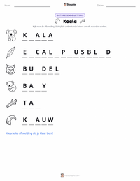 Koala afdrukbare werkblad voorbeeld