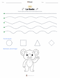 Aperçu de la feuille de travail imprimable Koala