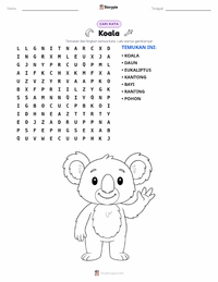 Prabaca lembar kerja cetak Koala