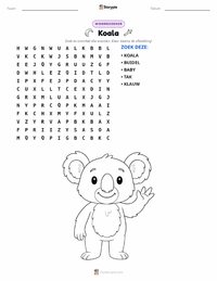 Koala afdrukbare werkblad voorbeeld