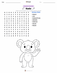Podgląd drukowalnego arkusza ćwiczeń Koala