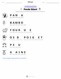 Aperçu de la feuille de travail imprimable Panda Géant