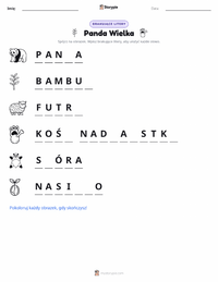 Podgląd drukowalnego arkusza ćwiczeń Panda wielka