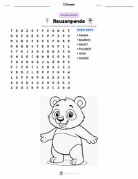 Reuzenpanda afdrukbare werkblad voorbeeld