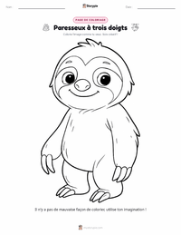 Page de coloriage Paresseux à trois doigts pour les enfants