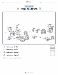 Three-toed Sloth printable worksheet preview