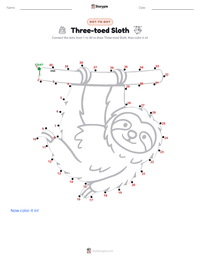 Three-toed Sloth printable worksheet preview