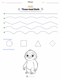 Three-toed Sloth printable worksheet preview