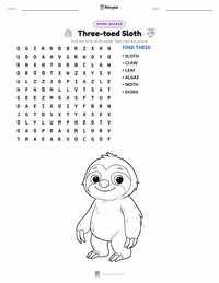 Three-toed Sloth printable worksheet preview