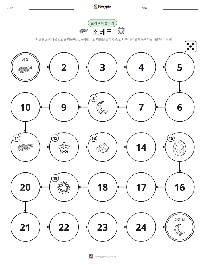 주사위 굴리고 이동하기 게임