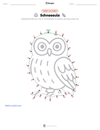 Schneeeule druckbare Arbeitsblatt Vorschau
