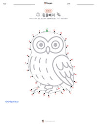 흰올빼미 인쇄 가능한 워크시트 미리보기