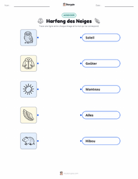 Feuille de travail imprimable Harfang des neiges pour les enfants