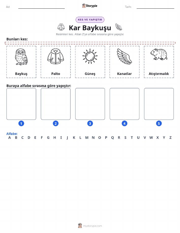 Kes & Yapıştır Alfabe