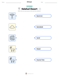Kalahari Desert printable worksheet for kids