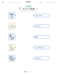 カラハリ砂漠 の印刷可能ワークシートプレビュー