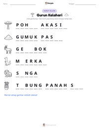 Prabaca lembar kerja cetak Gurun Kalahari