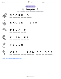 Scorpion printable worksheet preview