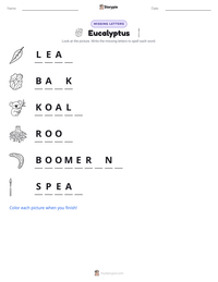 Eucalyptus printable worksheet preview