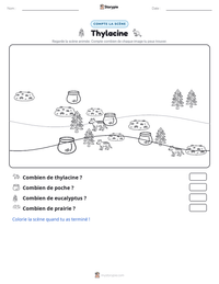 Aperçu de la feuille de travail imprimable Thylacine