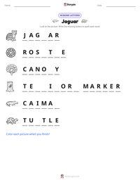 Jaguar printable worksheet preview