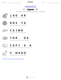 Vista previa de la hoja de trabajo imprimible de Jaguar