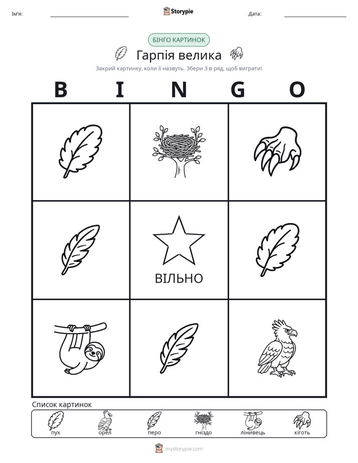 Бінго з Малюнками