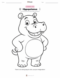 Hippopotamus coloring page for kids