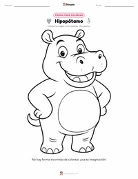 Página para colorear de Hipopótamo para niños