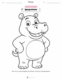 Pagina da colorare di Ippopotamo per bambini
