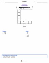 Hippopotamus printable worksheet preview