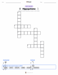 Aperçu de la feuille de travail imprimable Hippopotame
