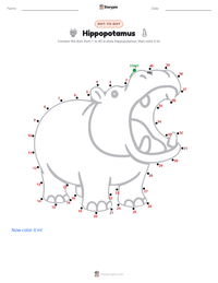 Hippopotamus printable worksheet preview