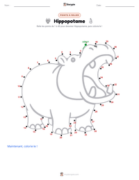 Aperçu de la feuille de travail imprimable Hippopotame