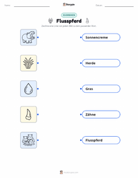 Flusspferd druckbare Arbeitsblatt für Kinder