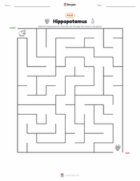 Hippopotamus printable worksheet preview