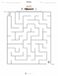 Nijlpaard afdrukbare werkblad voorbeeld