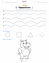 Hippopotamus printable worksheet preview