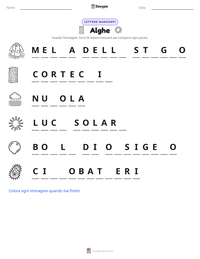 Anteprima della scheda stampabile di Alghe