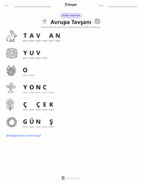 Avrupa Tavşanı yazdırılabilir çalışma sayfası önizlemesi