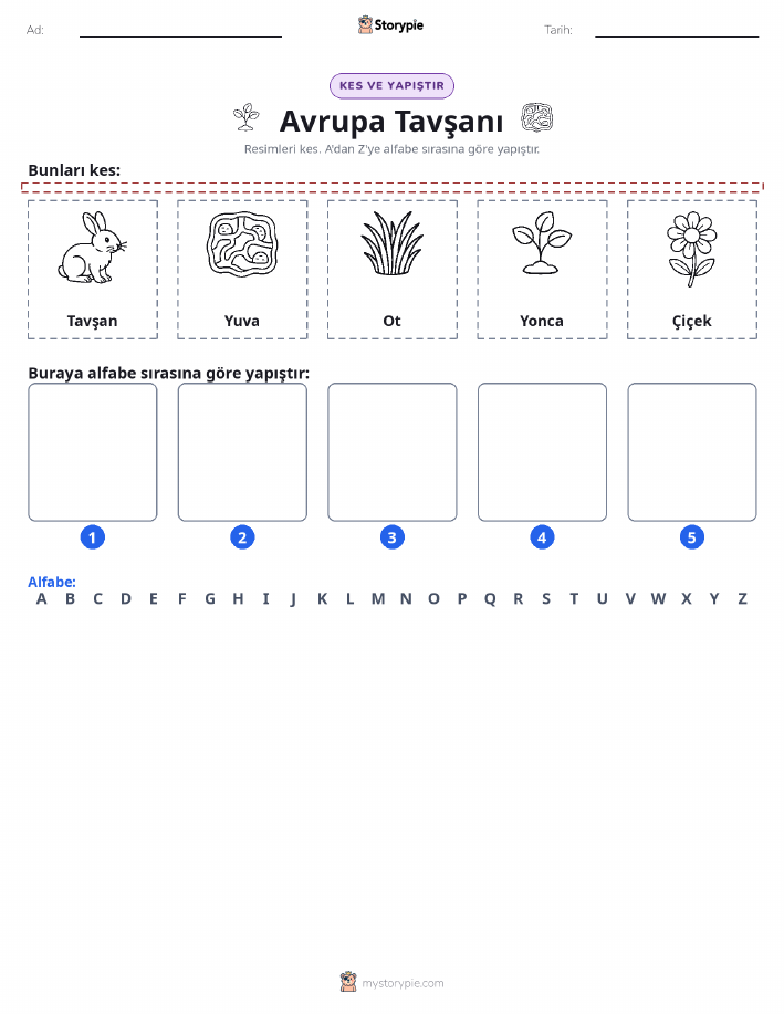 Kes & Yapıştır Alfabe