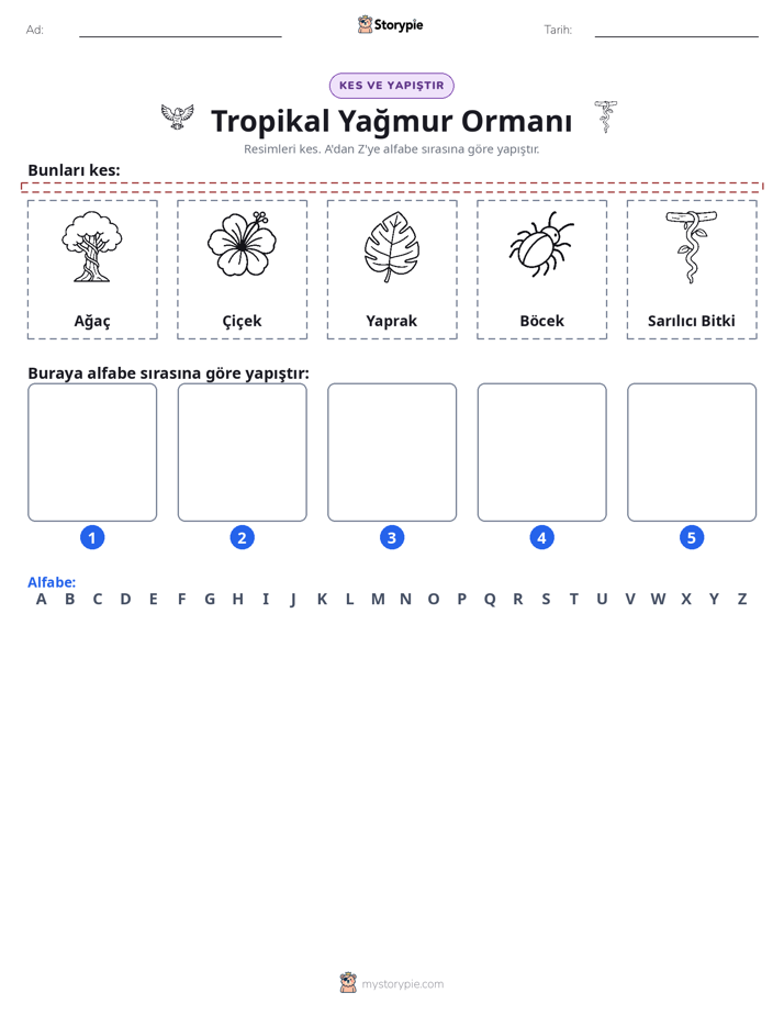 Kes & Yapıştır Alfabe