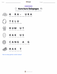 Prabaca lembar kerja cetak Kura-kura Galápagos