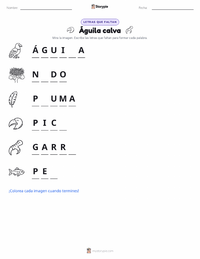Vista previa de la hoja de trabajo imprimible de Águila Calva