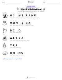 World Wildlife Fund printable worksheet preview