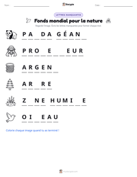 Aperçu de la feuille de travail imprimable Fonds mondial pour la nature
