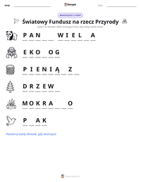 Podgląd drukowalnego arkusza ćwiczeń Światowy Fundusz na rzecz Przyrody